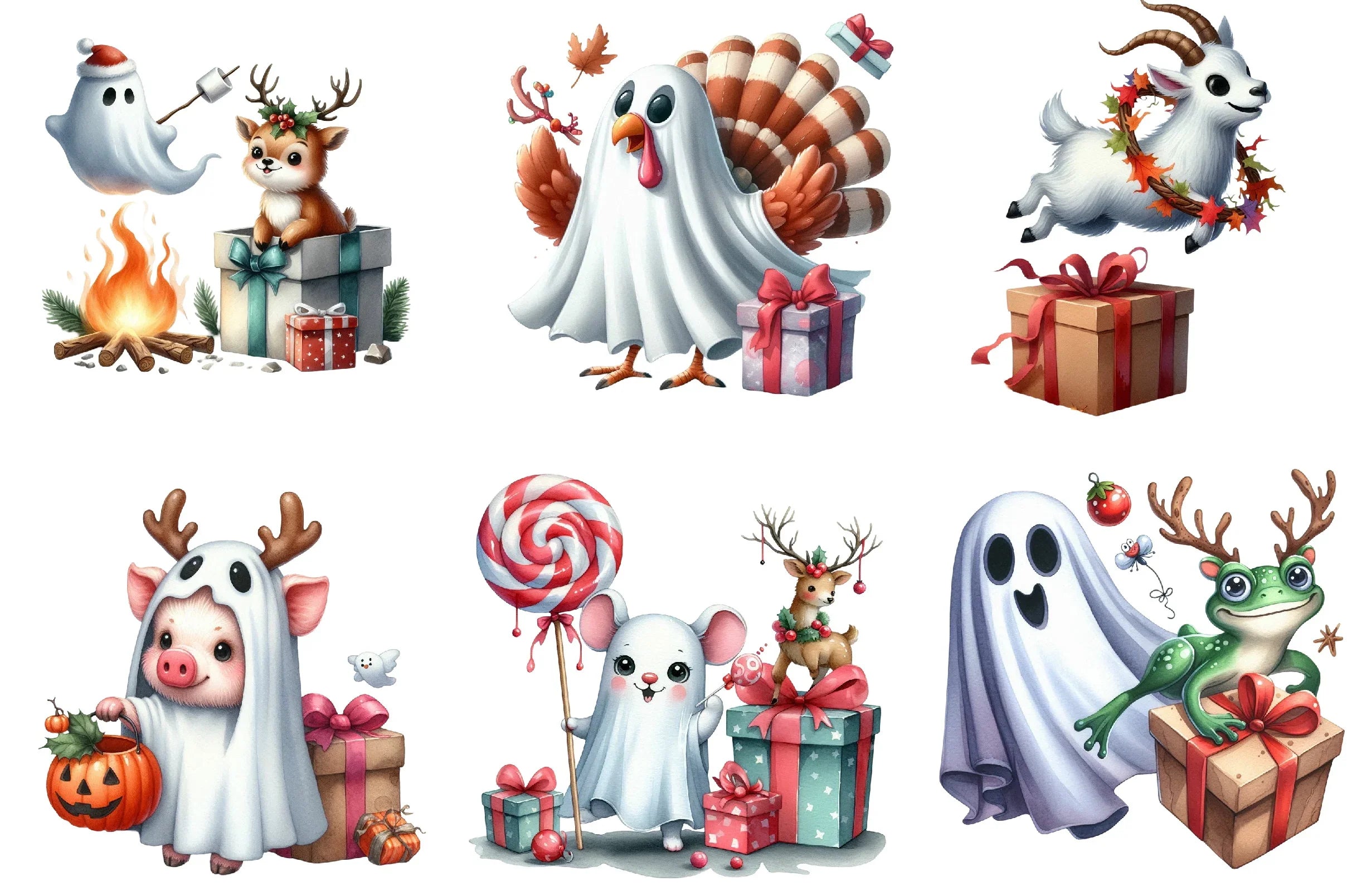 Halloween Animal Ghost Clipart Bundle - CraftNest - Digital Crafting and Art
