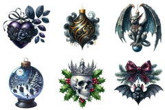 Gothic Christmas Ornaments Clipart Bundle - CraftNest - Digital Crafting and Art