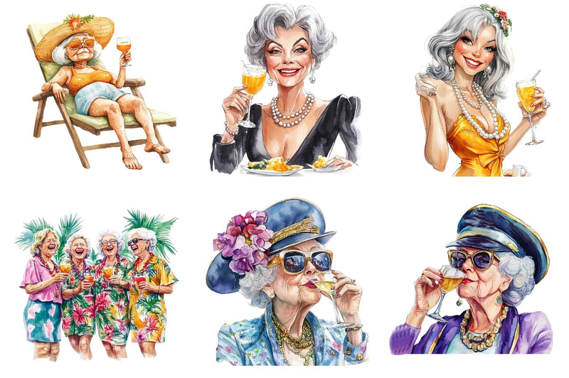 Funny Old Lady Cruise Clipart Bundle - CraftNest - Digital Crafting and Art