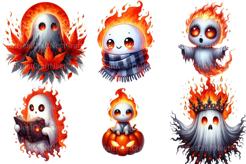Ember Eyed Ghost Halloween Clipart Bundle - CraftNest - Digital Crafting and Art