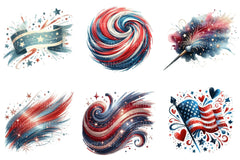 4th of July Brushstroke Clipart Bundle 1 - CraftNest - Digital Crafting and Art