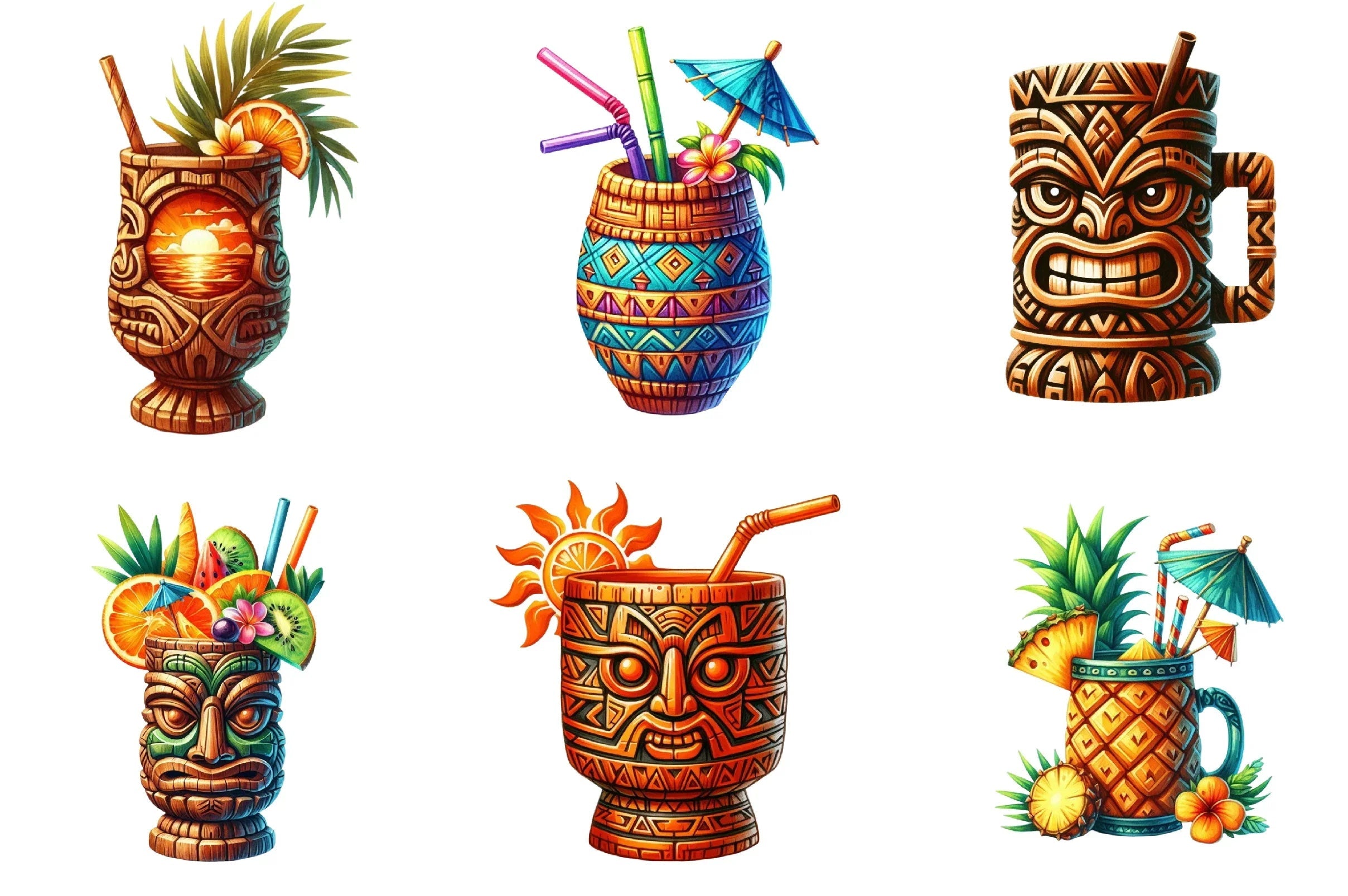 Tiki Cups Clipart Bundle - CraftNest - Digital Crafting and Art