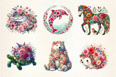 Floral Animals Spring Clipart Bundle - CraftNest - Digital Crafting and Art