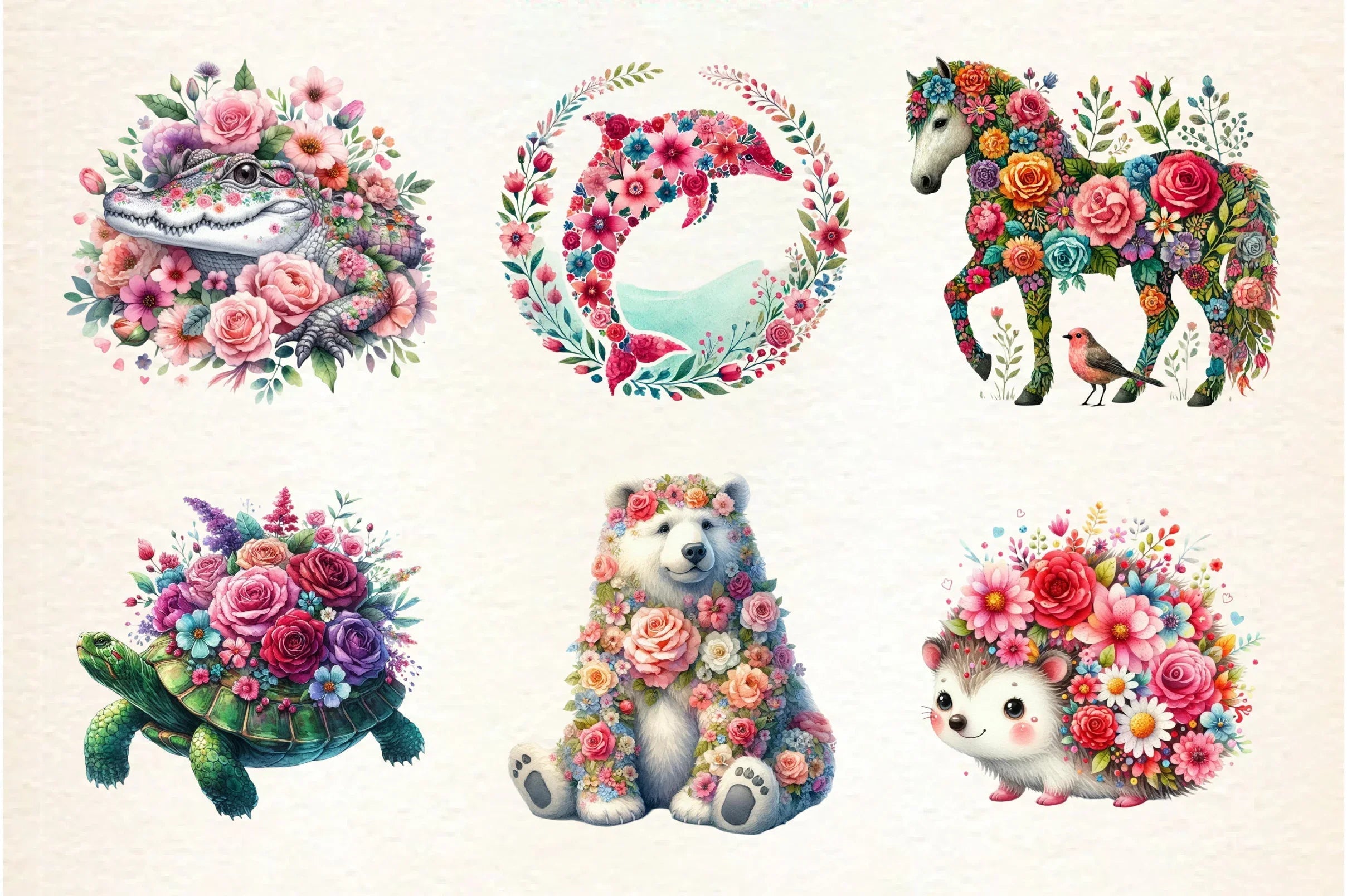 Floral Animals Spring Clipart Bundle - CraftNest - Digital Crafting and Art