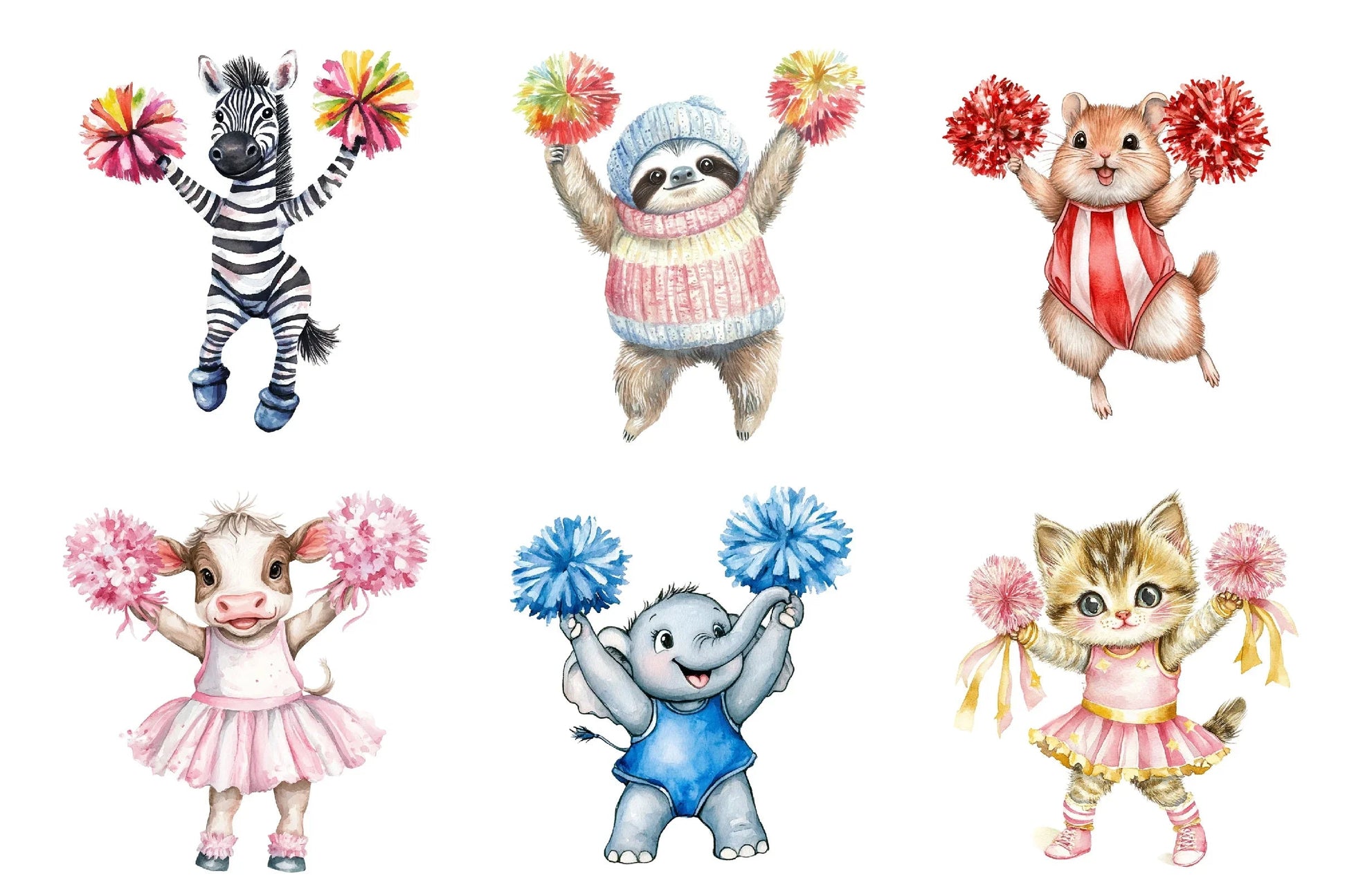 Cheerleader Animal Clipart Bundle - CraftNest - Digital Crafting and Art