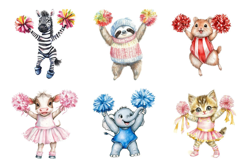 Cheerleader Animal Clipart Bundle - CraftNest - Digital Crafting and Art