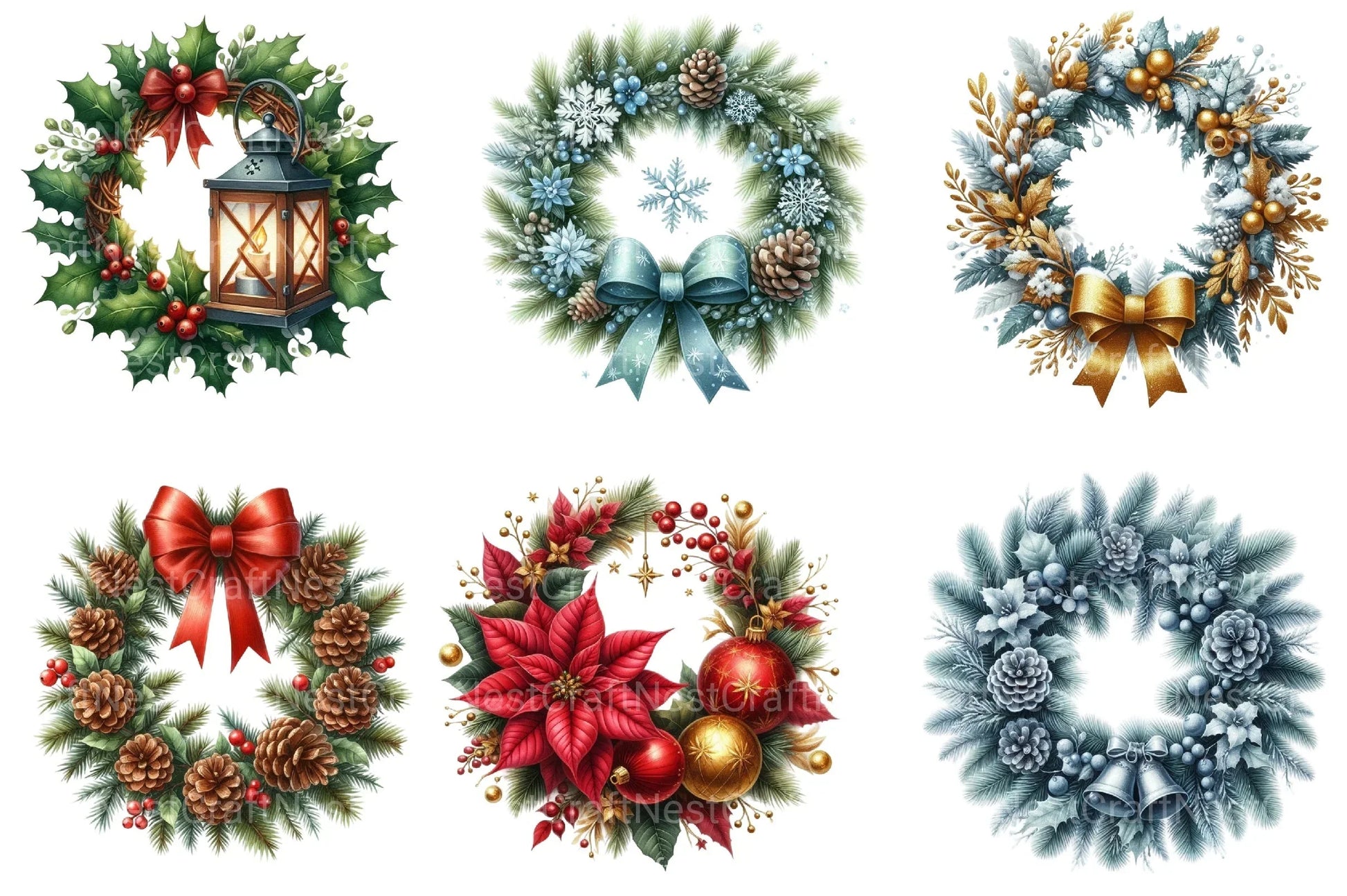 Christmas Wreath Clipart Bundle 55 - CraftNest - Digital Crafting and Art