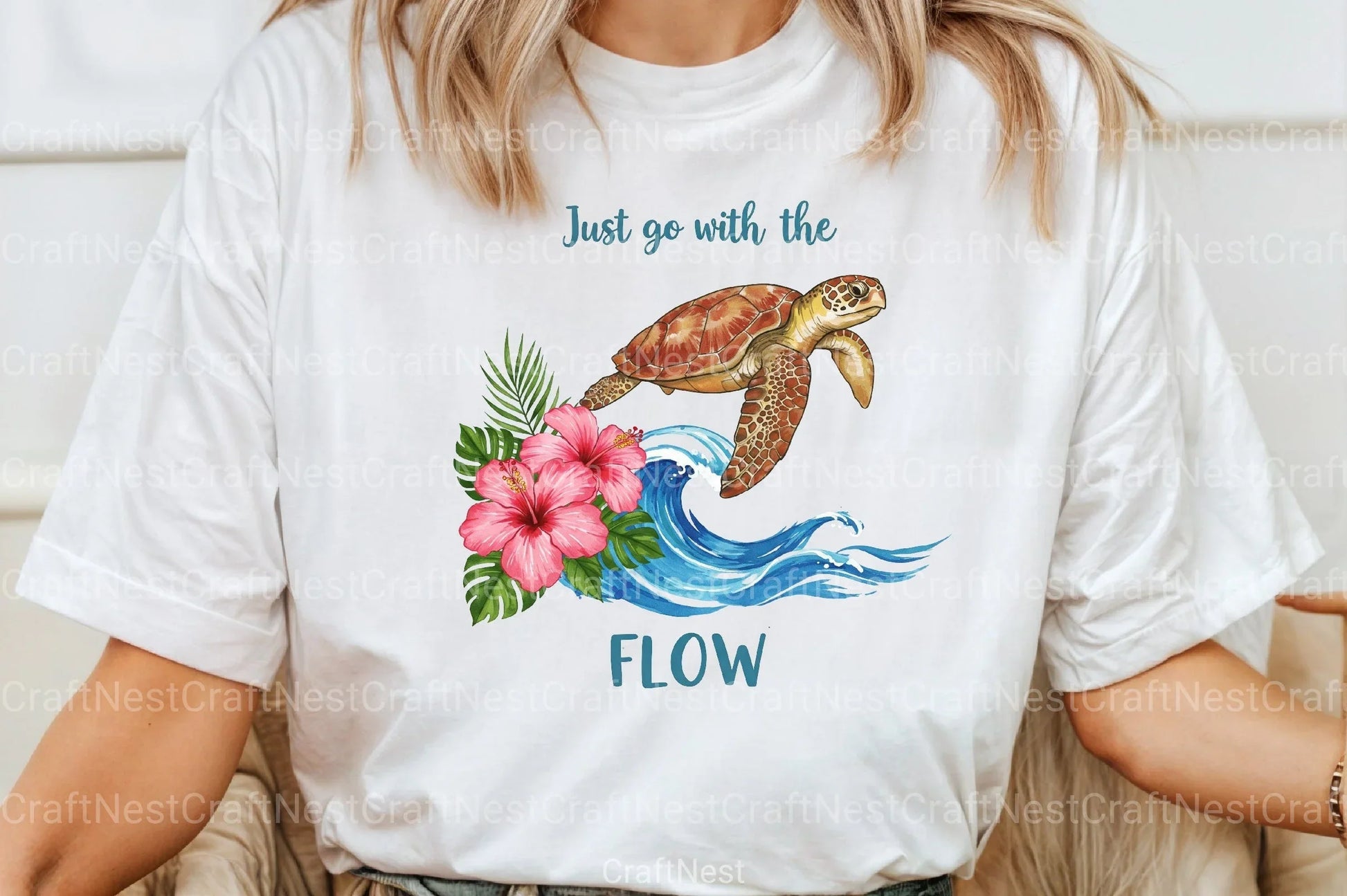 Summer Sea Turtle Waves & Flowers Clipart Bundle - CraftNest - Digital Crafting and Art