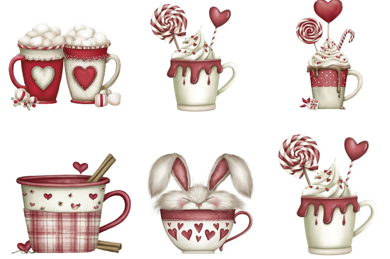 Valentine's Day Coffee Cup Clipart Bundle - CraftNest - Digital Crafting and Art