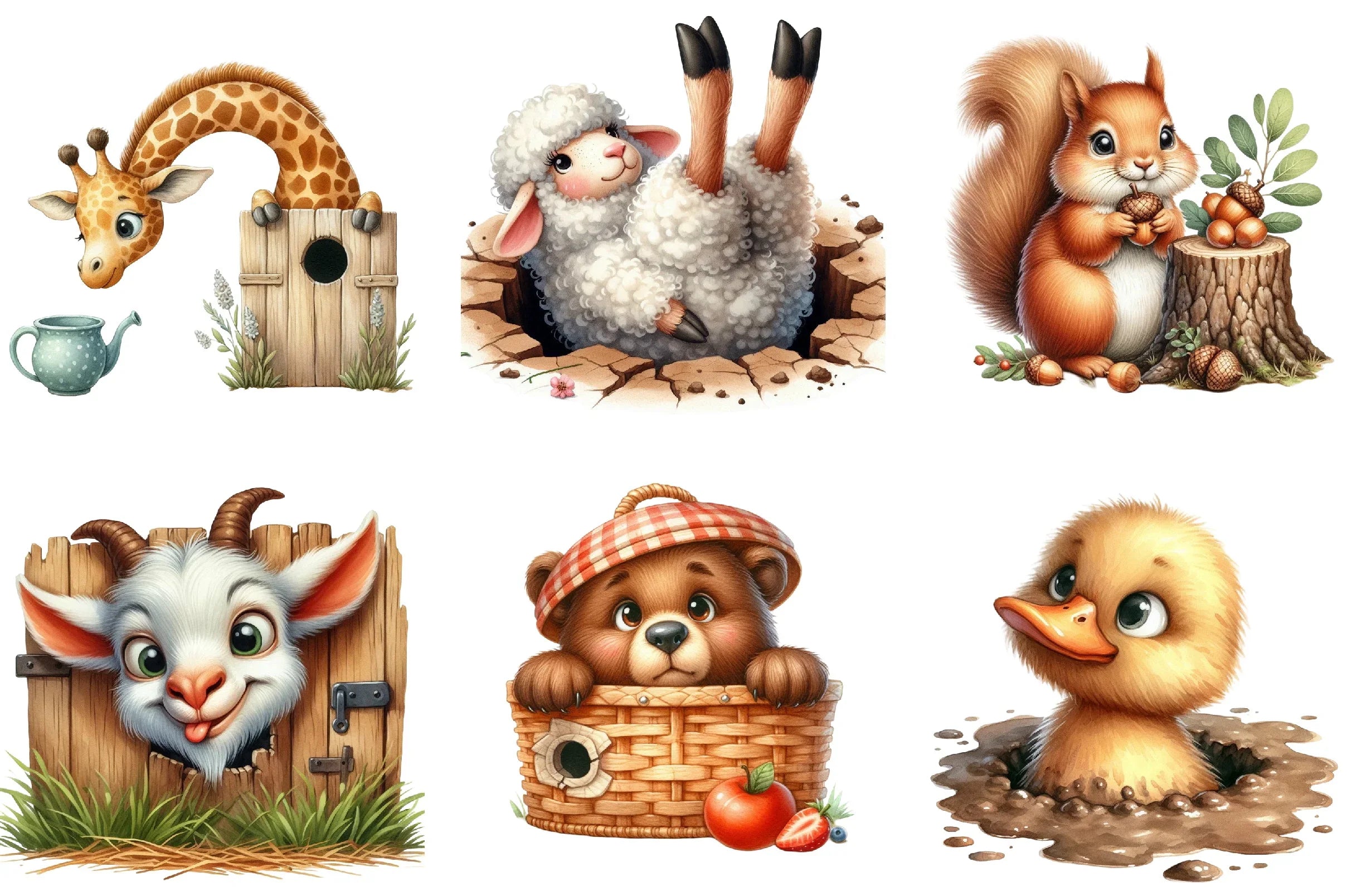Funny Animals in Hole Clipart Bundle - CraftNest - Digital Crafting and Art