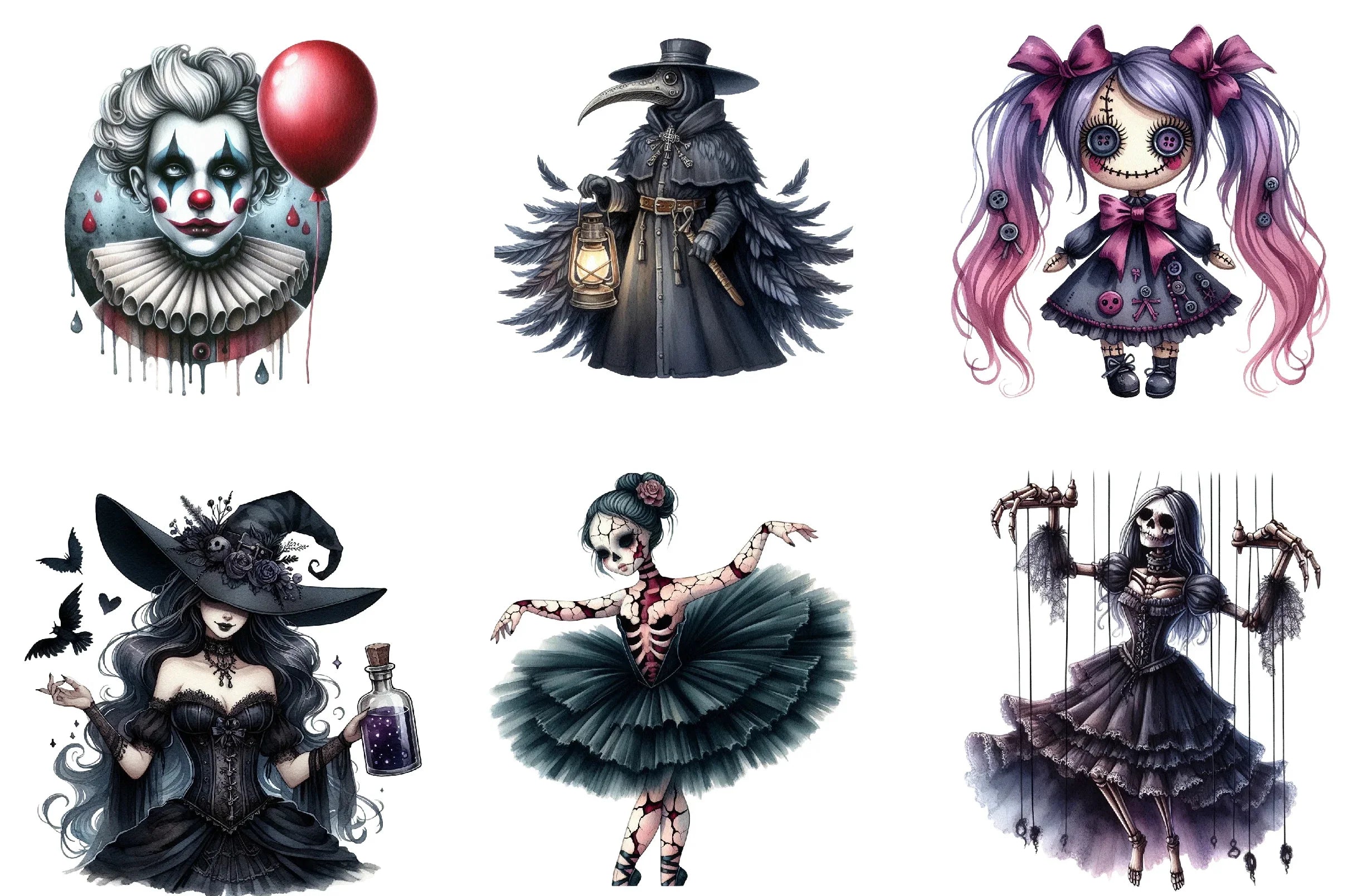 Gothic Halloween Characters Clipart Bundle - CraftNest - Digital Crafting and Art