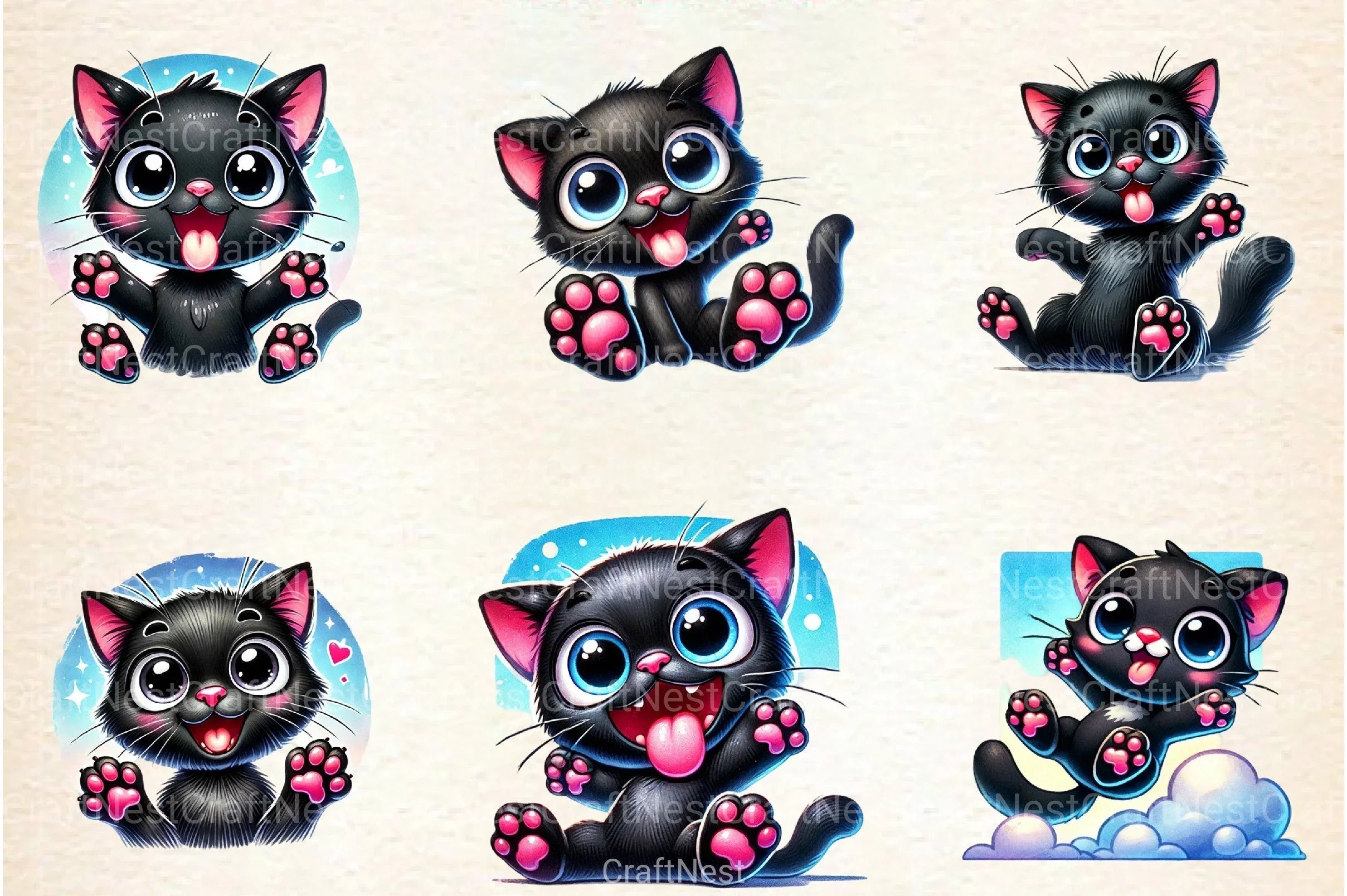 Valentine's Day Funny Black Cat Clipart Bundle - CraftNest - Digital Crafting and Art