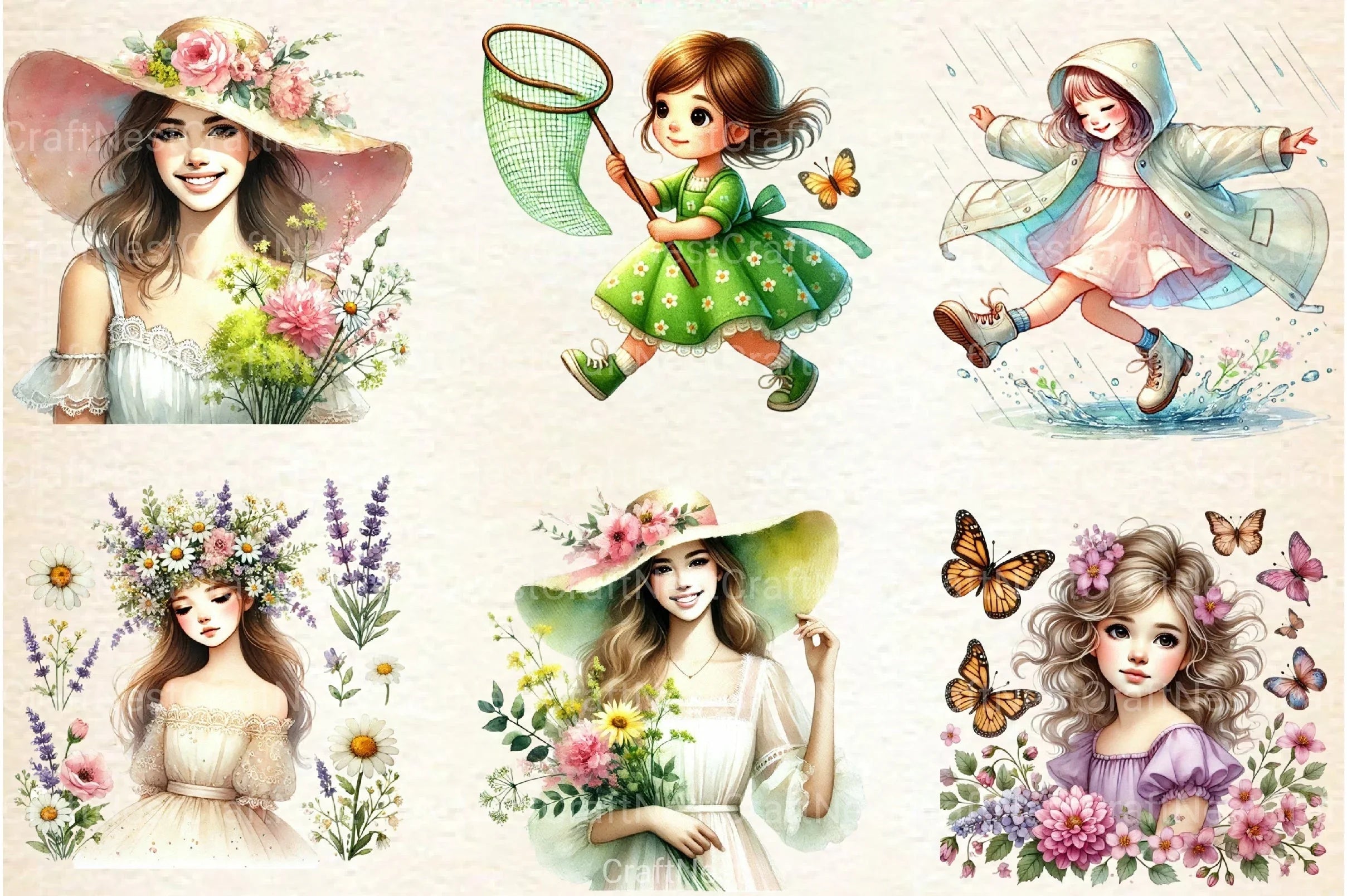 Spring Girl Gnome Clipart Bundle - CraftNest - Digital Crafting and Art