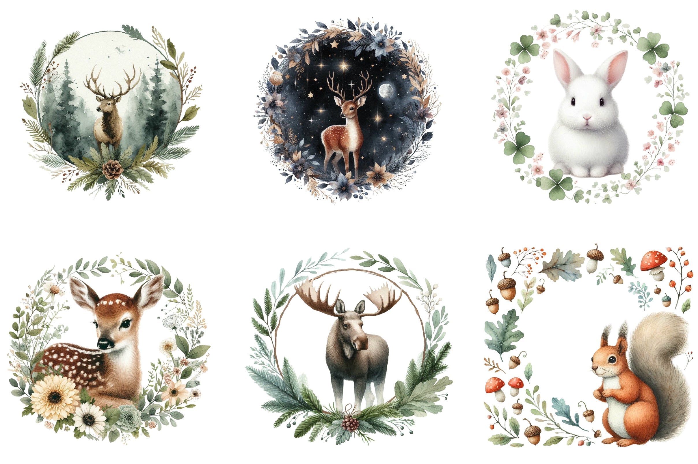 Woodland Forest Animals Clipart Bundle