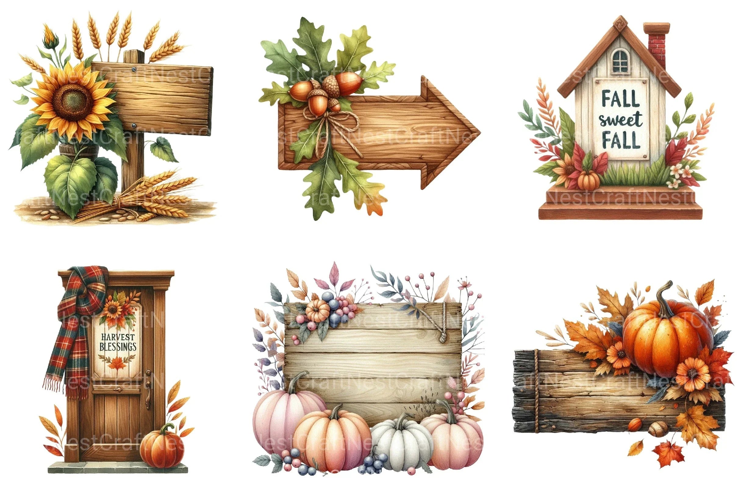 Autumn Wooden Signs Clipart Bundle 11 - CraftNest - Digital Crafting and Art