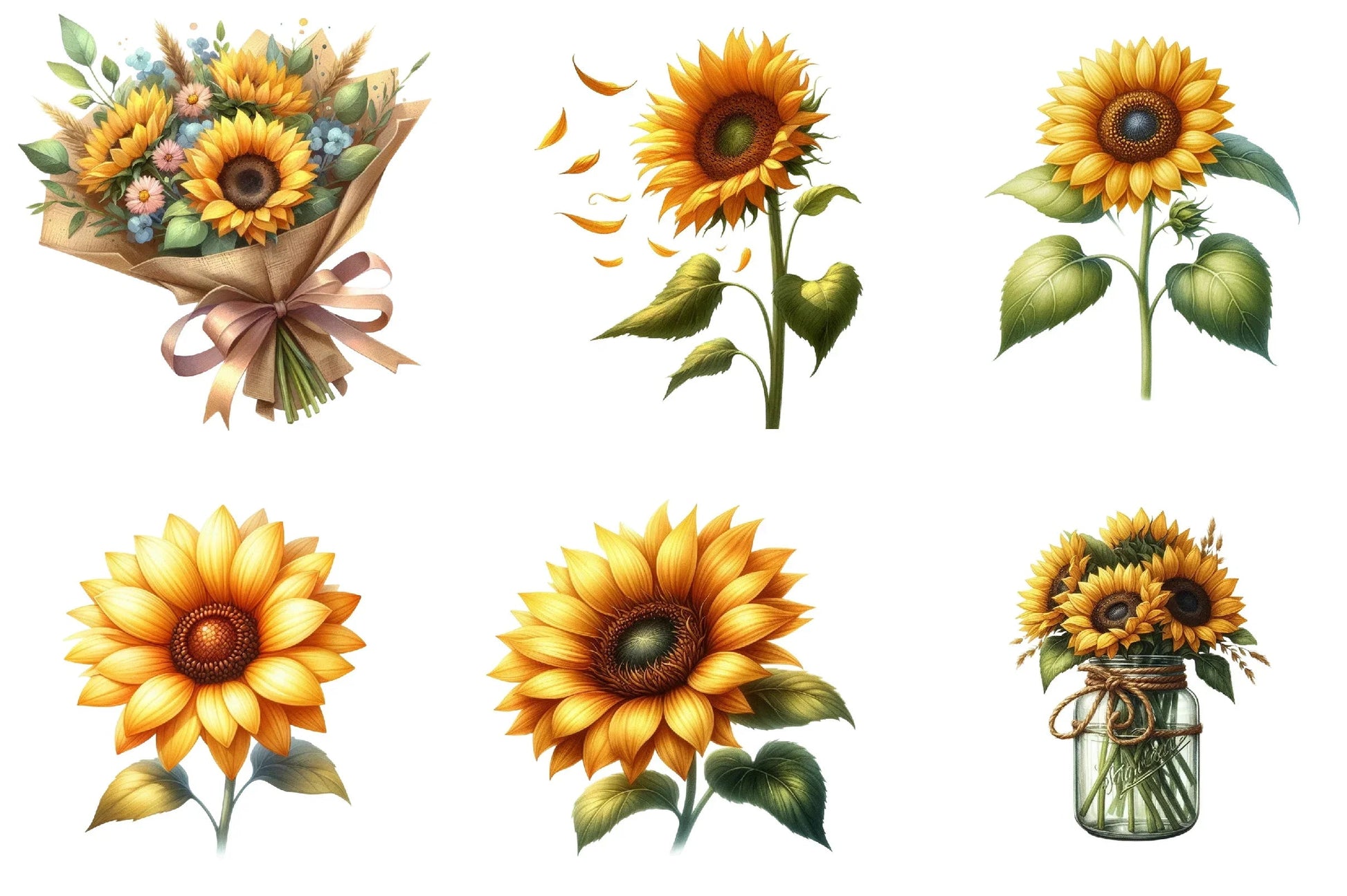 Summer Sunflower Clipart Bundle - CraftNest - Digital Crafting and Art
