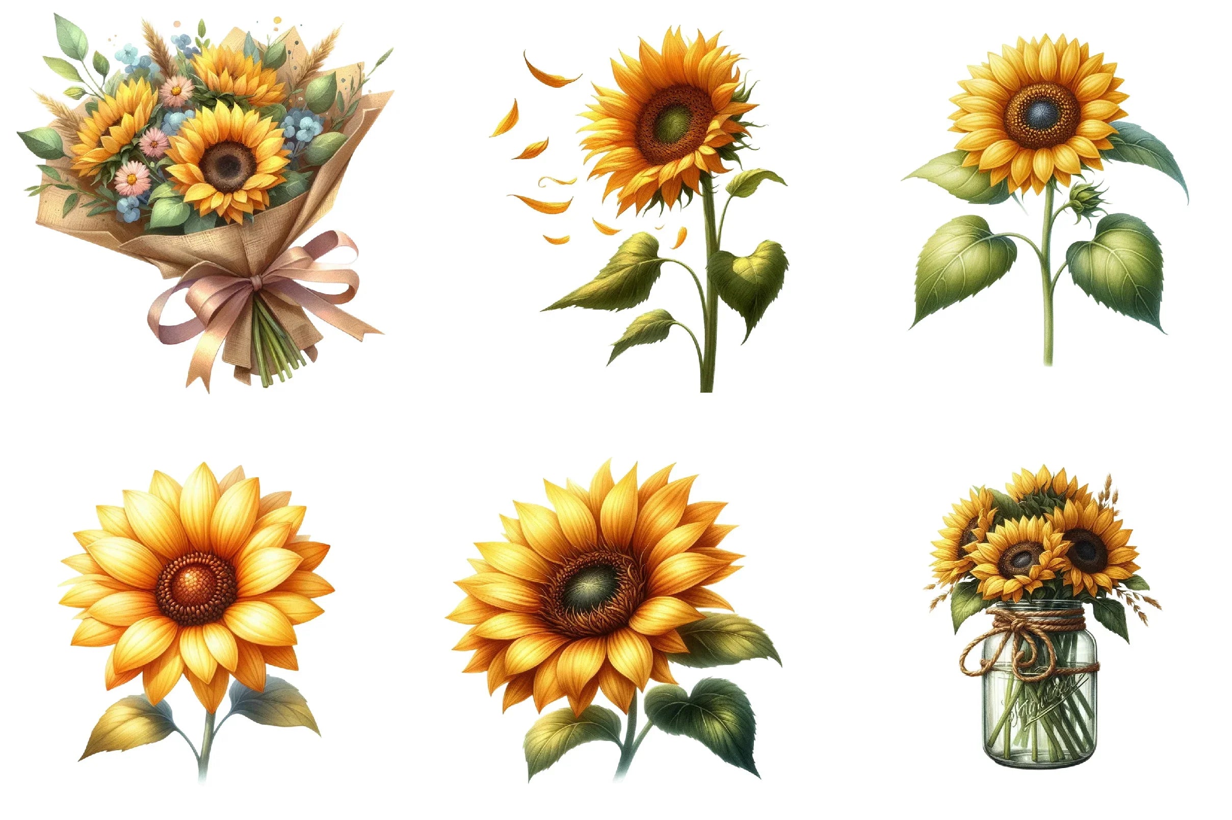 Summer Sunflower Clipart Bundle - CraftNest - Digital Crafting and Art