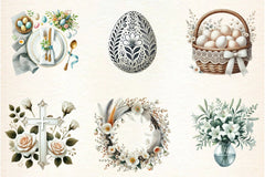 Neutral White Easter Clipart Bundle - CraftNest - Digital Crafting and Art