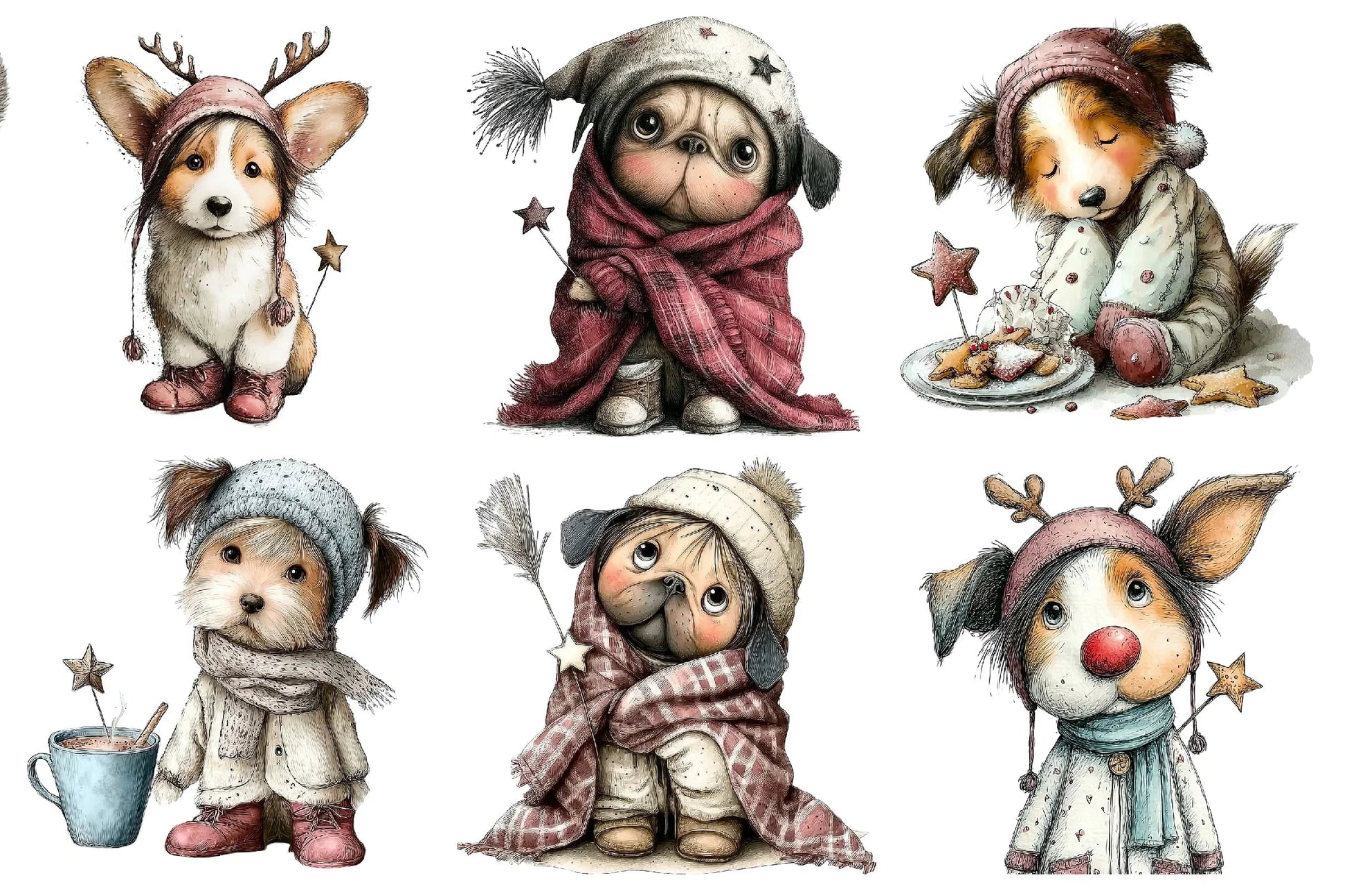 Whimsical Dog Christmas Clipart Bundle - CraftNest - Digital Crafting and Art