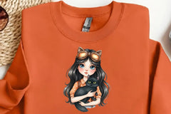 Quirky Girl with Cat Clipart Bundle - CraftNest - Digital Crafting and Art