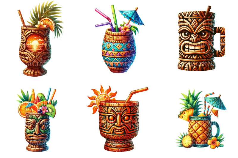 Tiki Cups Clipart Bundle - CraftNest - Digital Crafting and Art