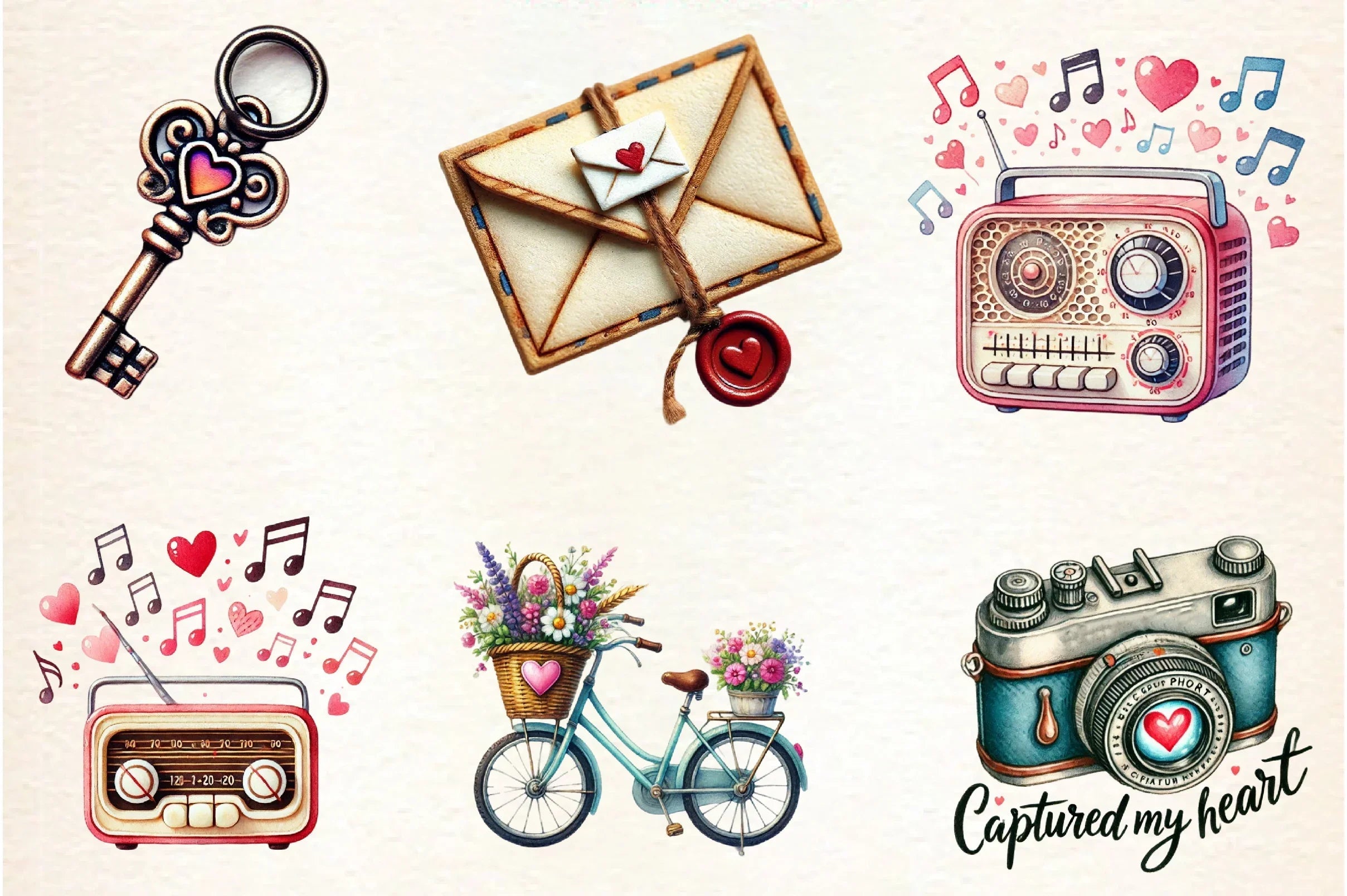 Retro Valentine Clipart Bundle - CraftNest - Digital Crafting and Art