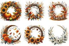 Autumn Wreath Clipart Bundle - CraftNest - Digital Crafting and Art