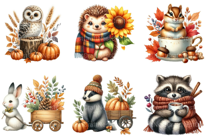 Autumn Forest Animal Clipart Bundle 99 - CraftNest - Digital Crafting and Art