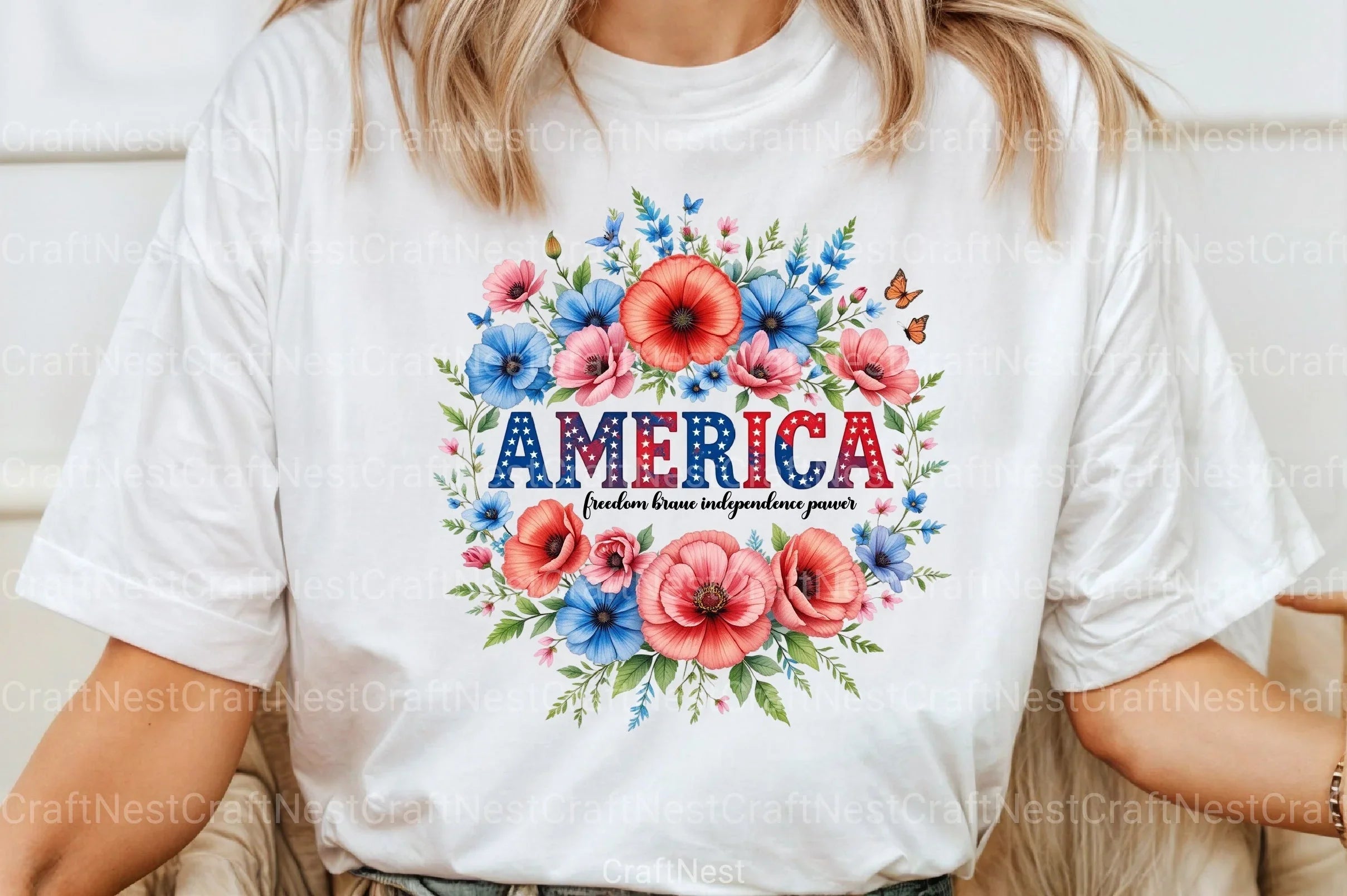 Floral 4th of July Patriotic Clipart Bundle - CraftNest - Digital Crafting and Art