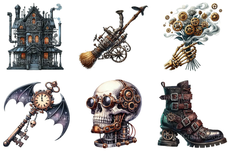 Steampunk Halloween Clipart Bundle - CraftNest - Digital Crafting and Art