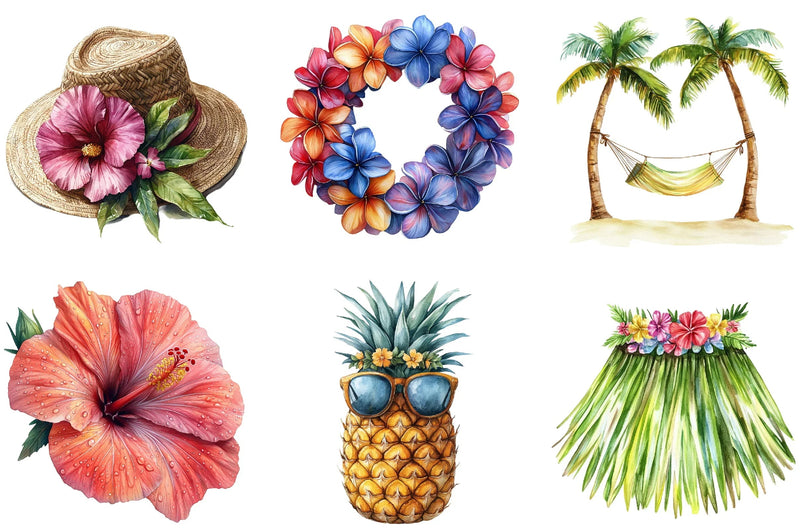 Hawaiian Summer Clipart Bundle - CraftNest - Digital Crafting and Art