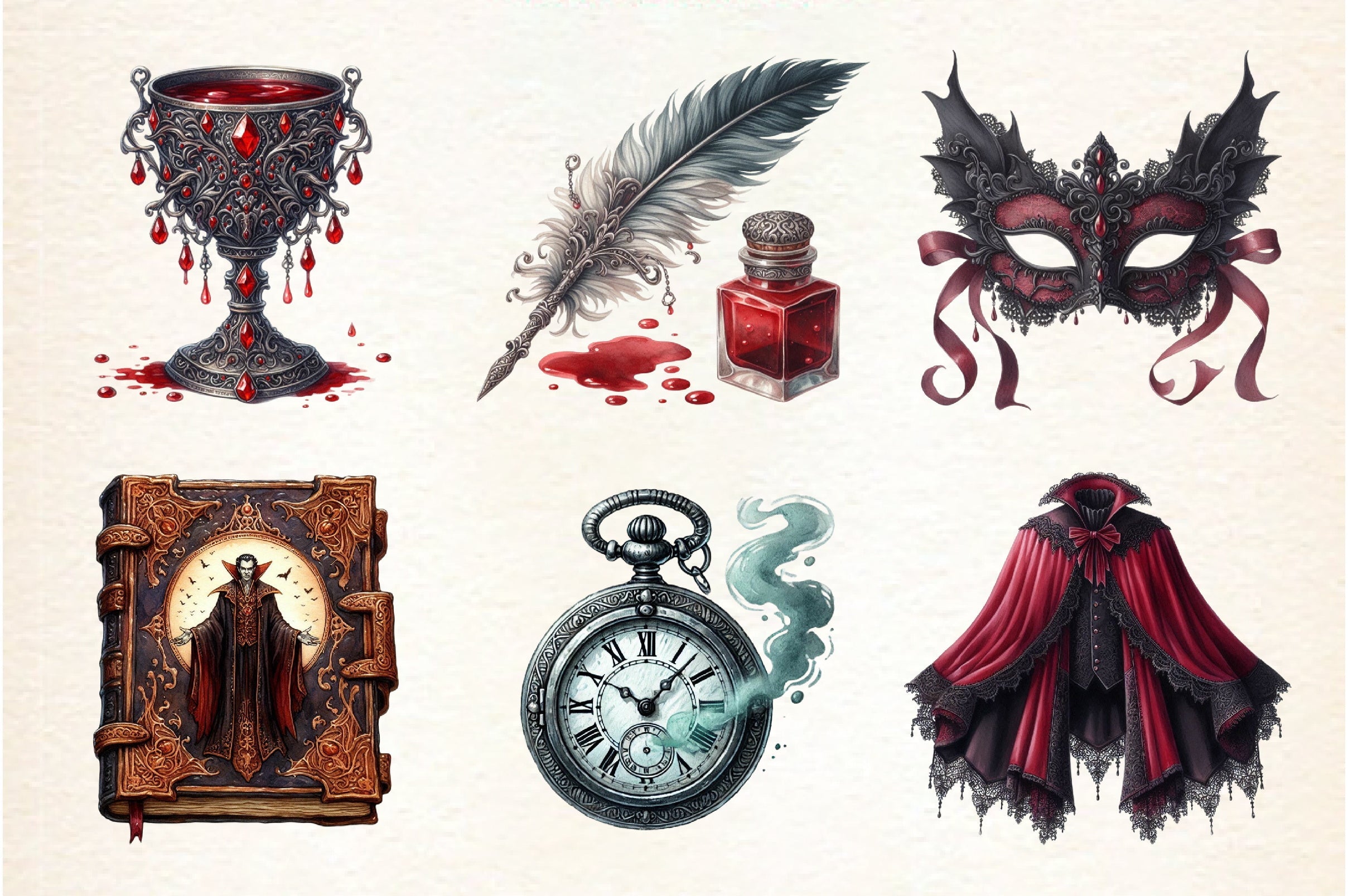 Vintage Vampire Designs Clipart Bundle