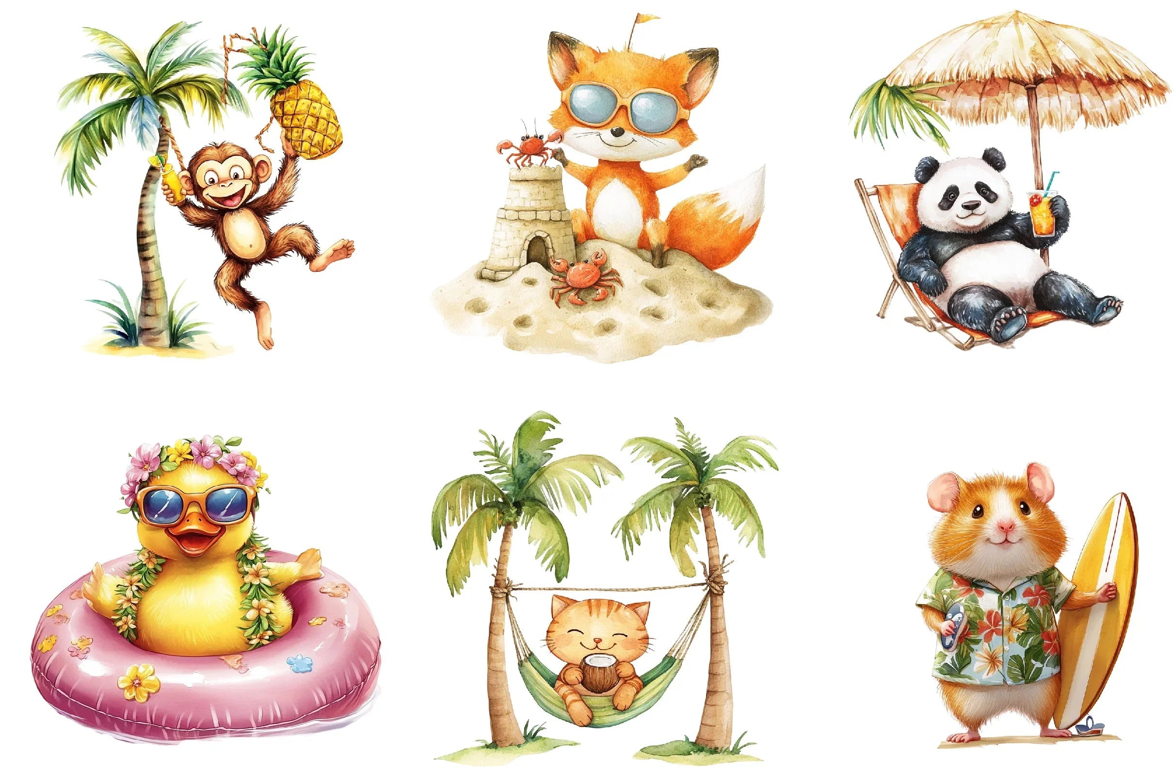 Summer Beach Animals Clipart Bundle - CraftNest - Digital Crafting and Art