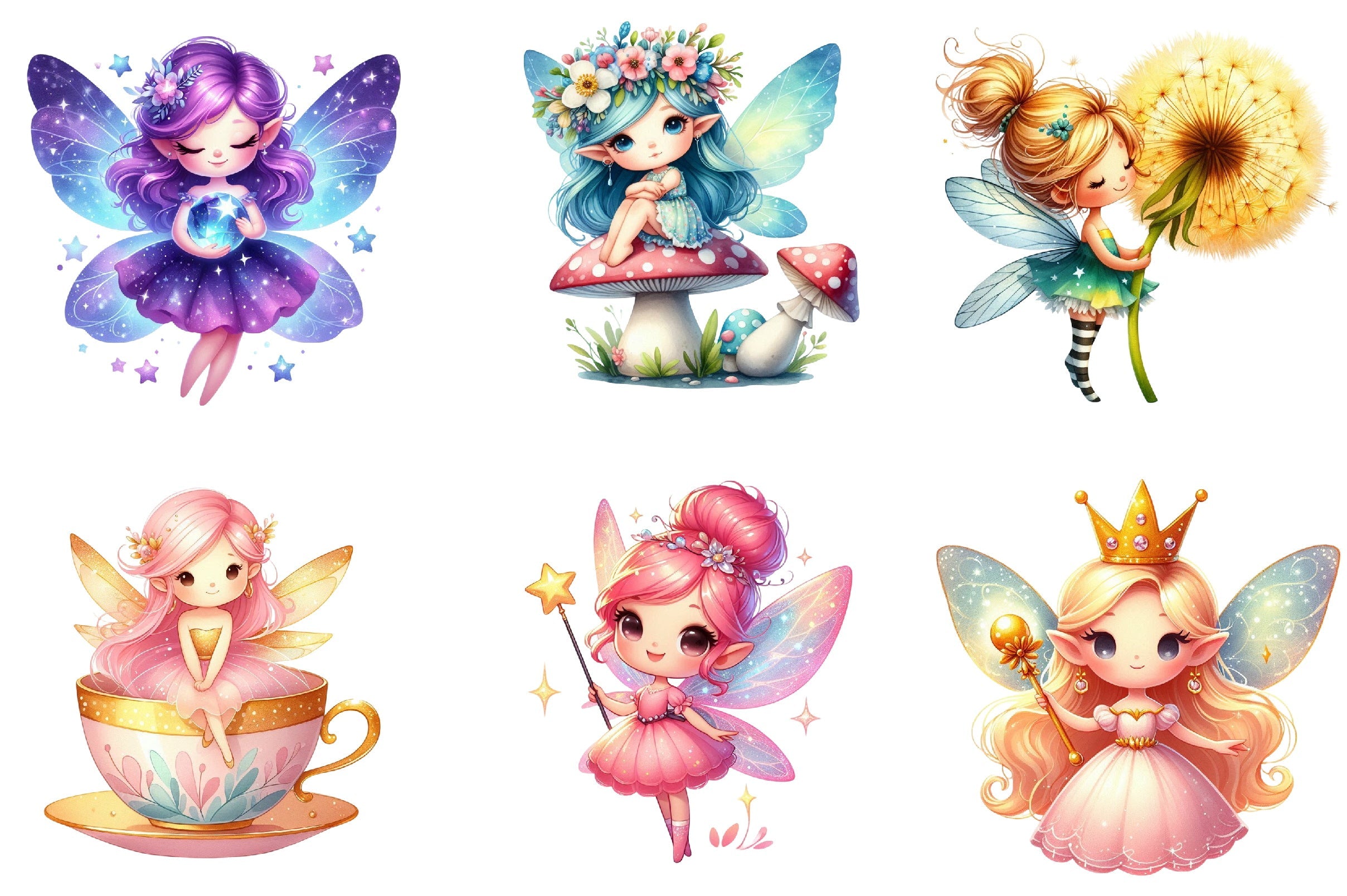 Cute Fairy Clipart Bundle