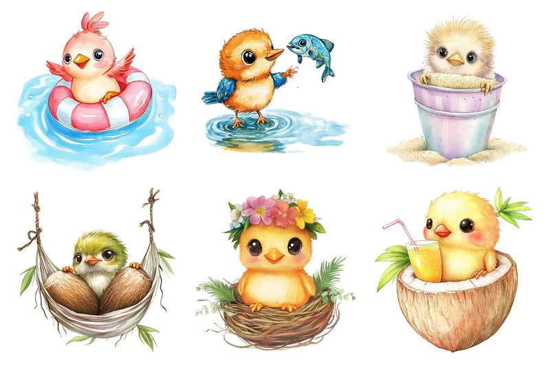 Summer Baby Birds Clipart Bundle - CraftNest - Digital Crafting and Art