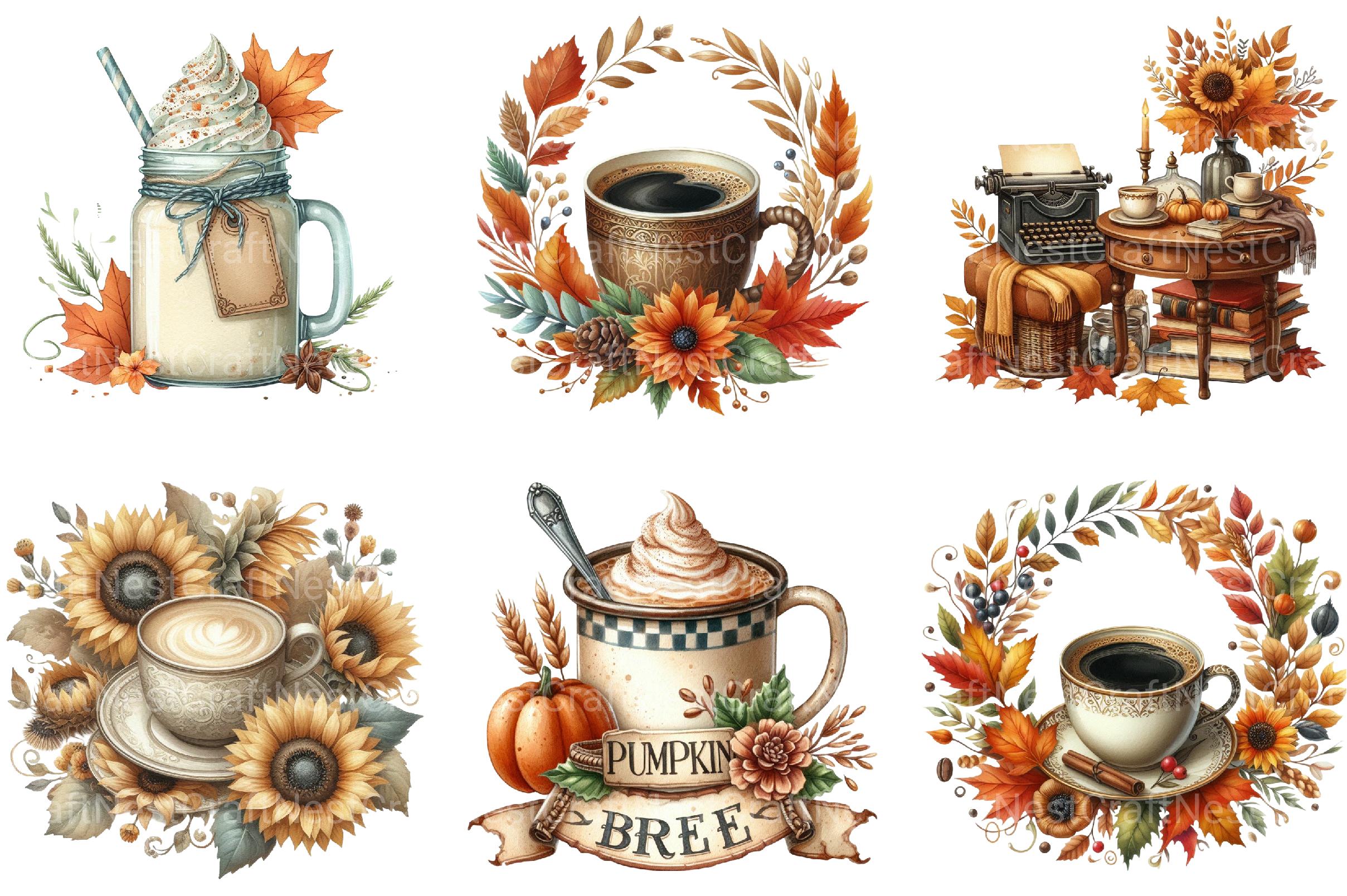 Vintage Autumn Coffee Clipart
