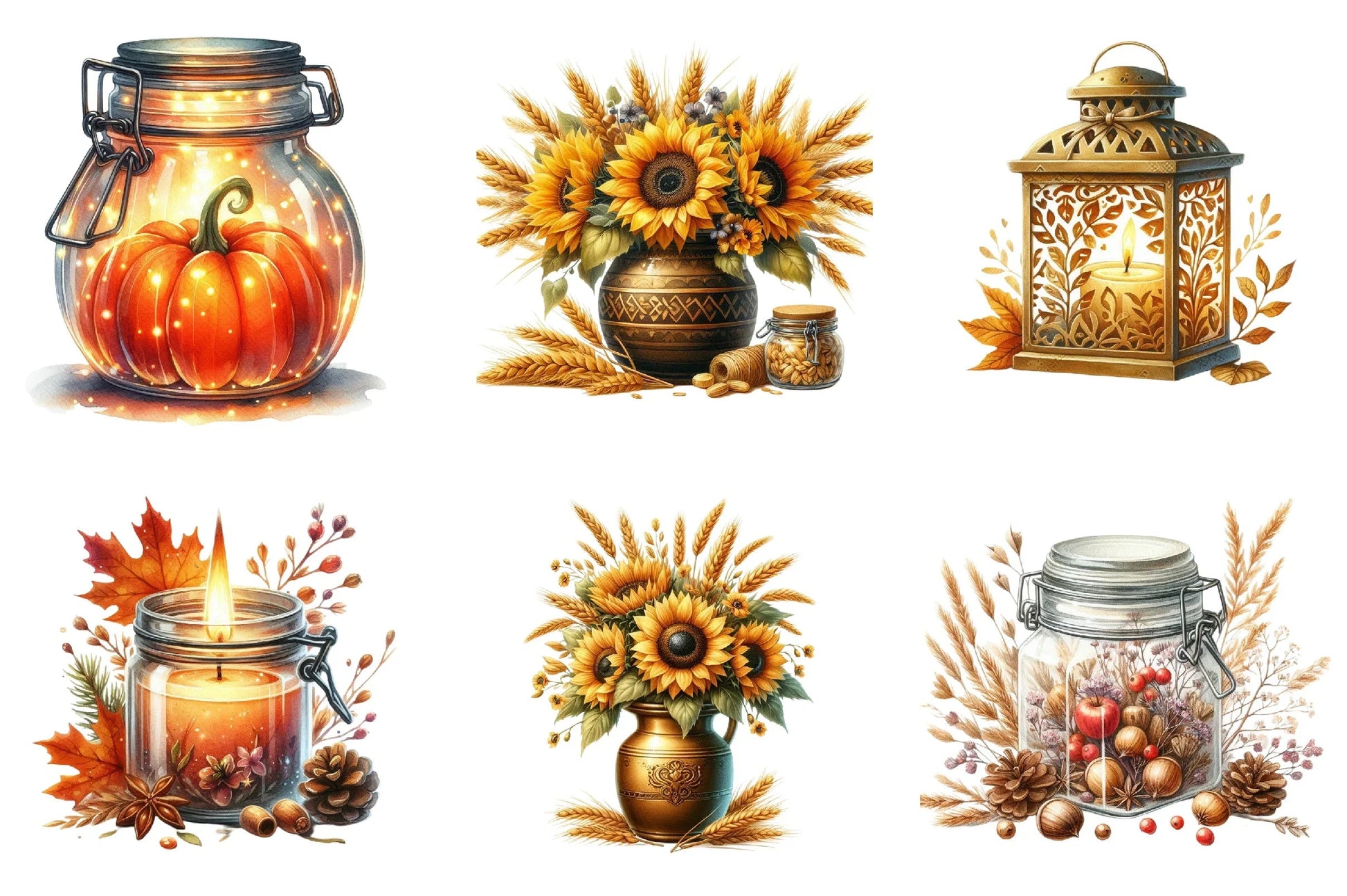 Beautiful Autumn Glass Jar Clipart Bundle - CraftNest - Digital Crafting and Art