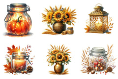 Beautiful Autumn Glass Jar Clipart Bundle - CraftNest - Digital Crafting and Art