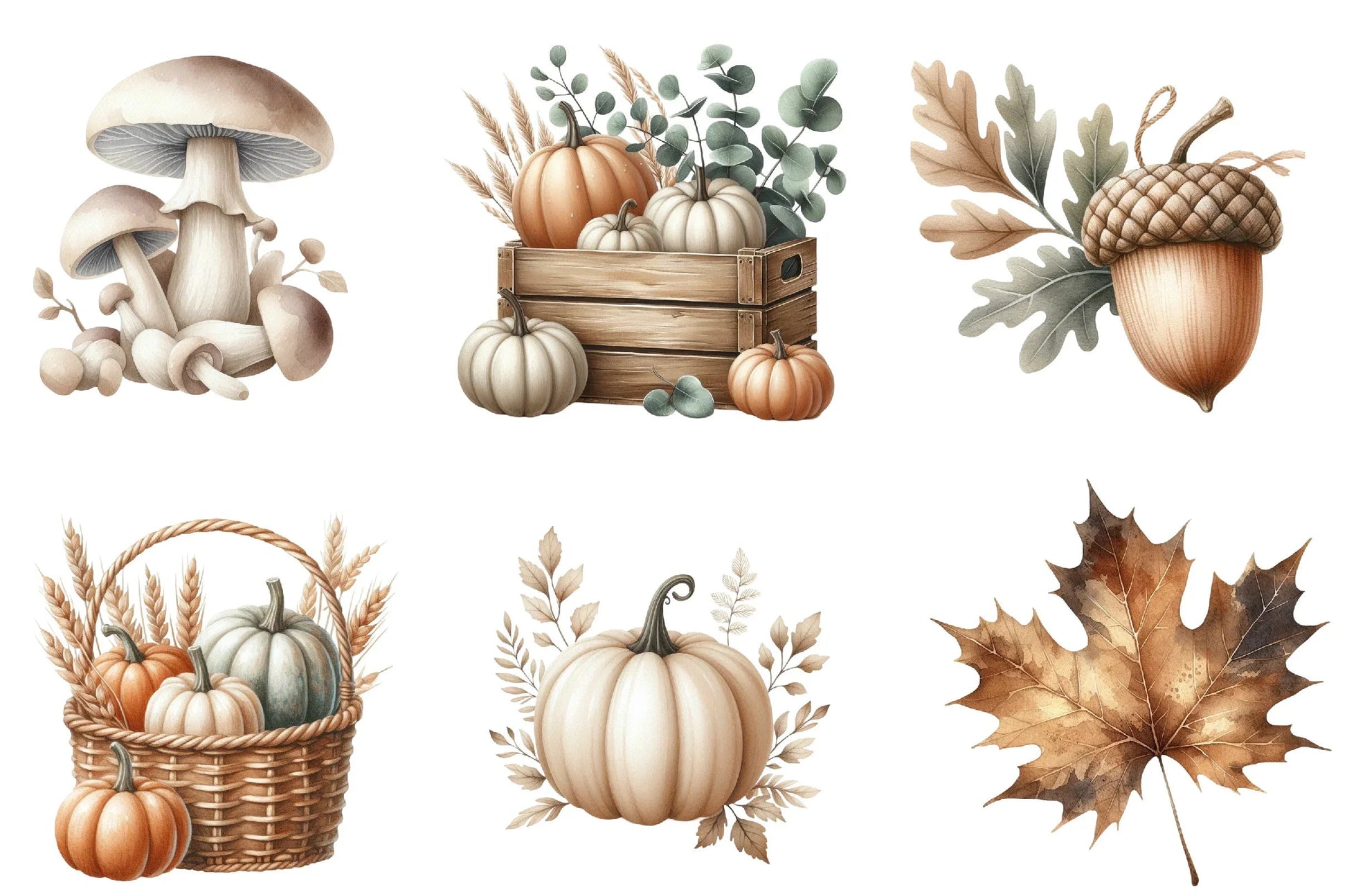 Neutral Autumn Clipart Bundle - CraftNest - Digital Crafting and Art