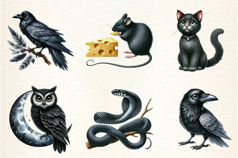 Black Animals Clipart Bundle - CraftNest - Digital Crafting and Art