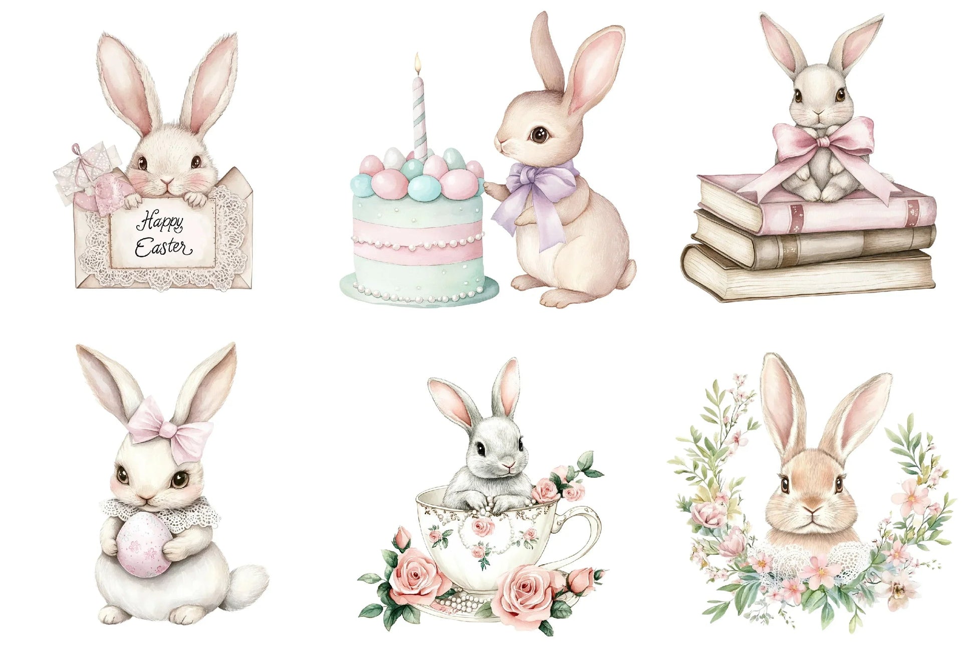 Easter Bunny Coquette Clipart Bundle - CraftNest - Digital Crafting and Art