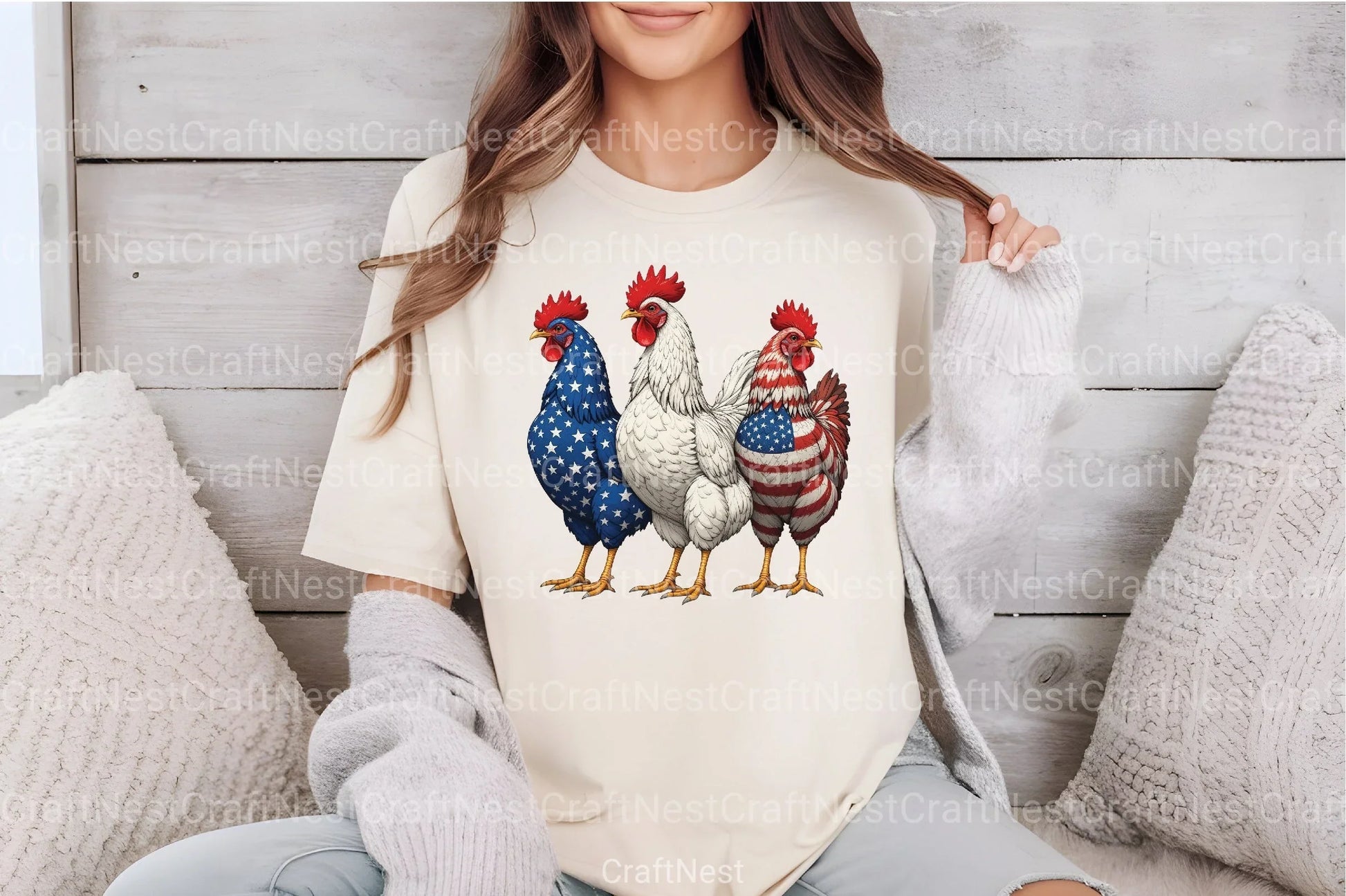 Patriotic USA Chicken 4th of July Clipart Bundle - CraftNest - Digital Crafting and Art