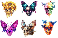Colorful Skull & Butterfly Clipart Bundle - CraftNest - Digital Crafting and Art
