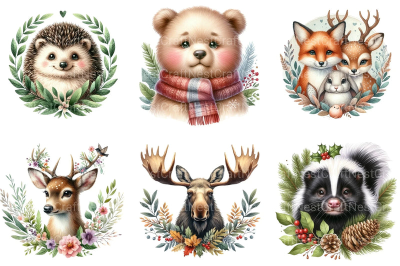 Woodland Animals Portrait Clipart Bundle - CraftNest - Digital Crafting and Art