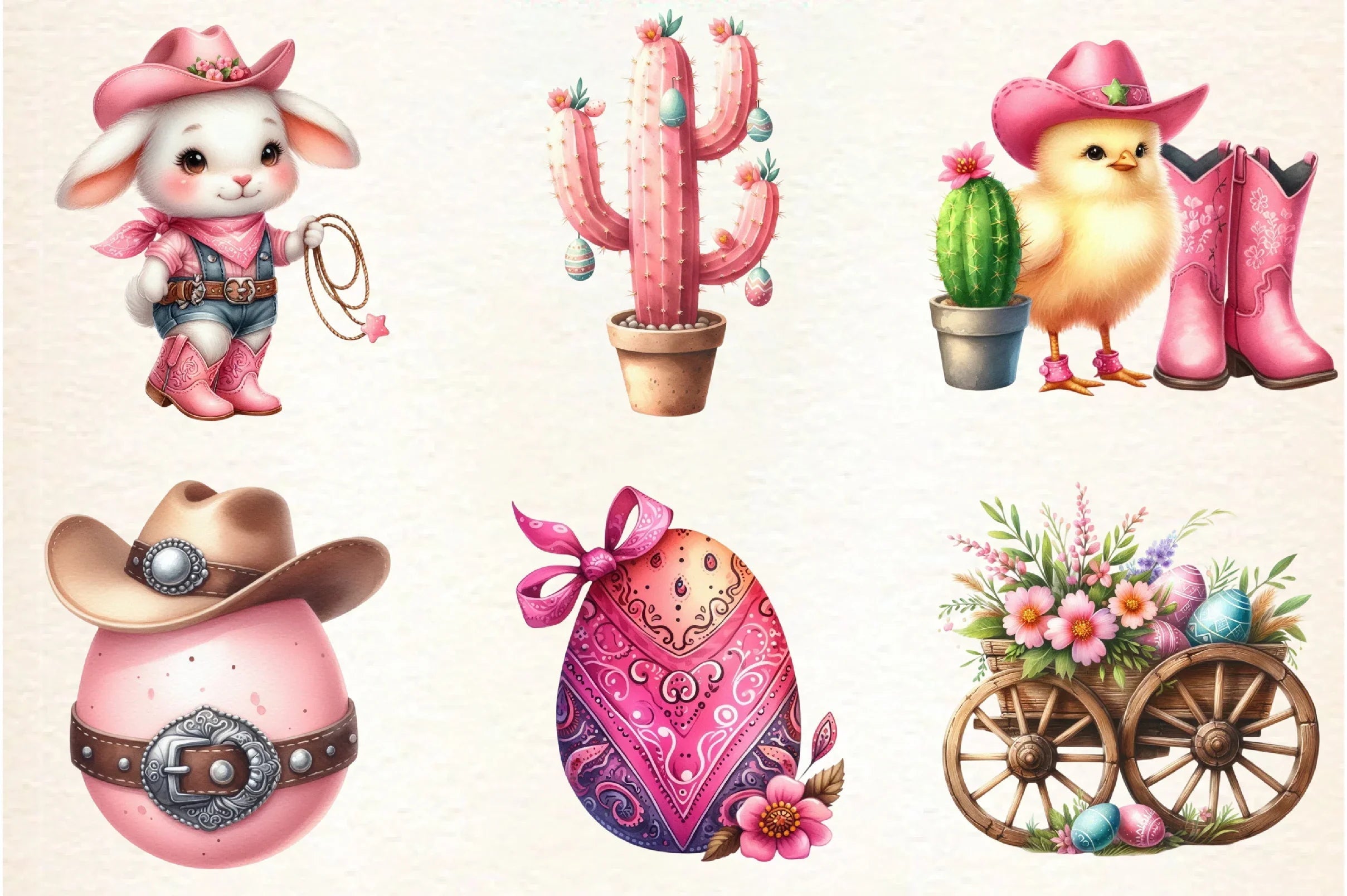 Pink Western Easter Clipart Bundle - CraftNest - Digital Crafting and Art