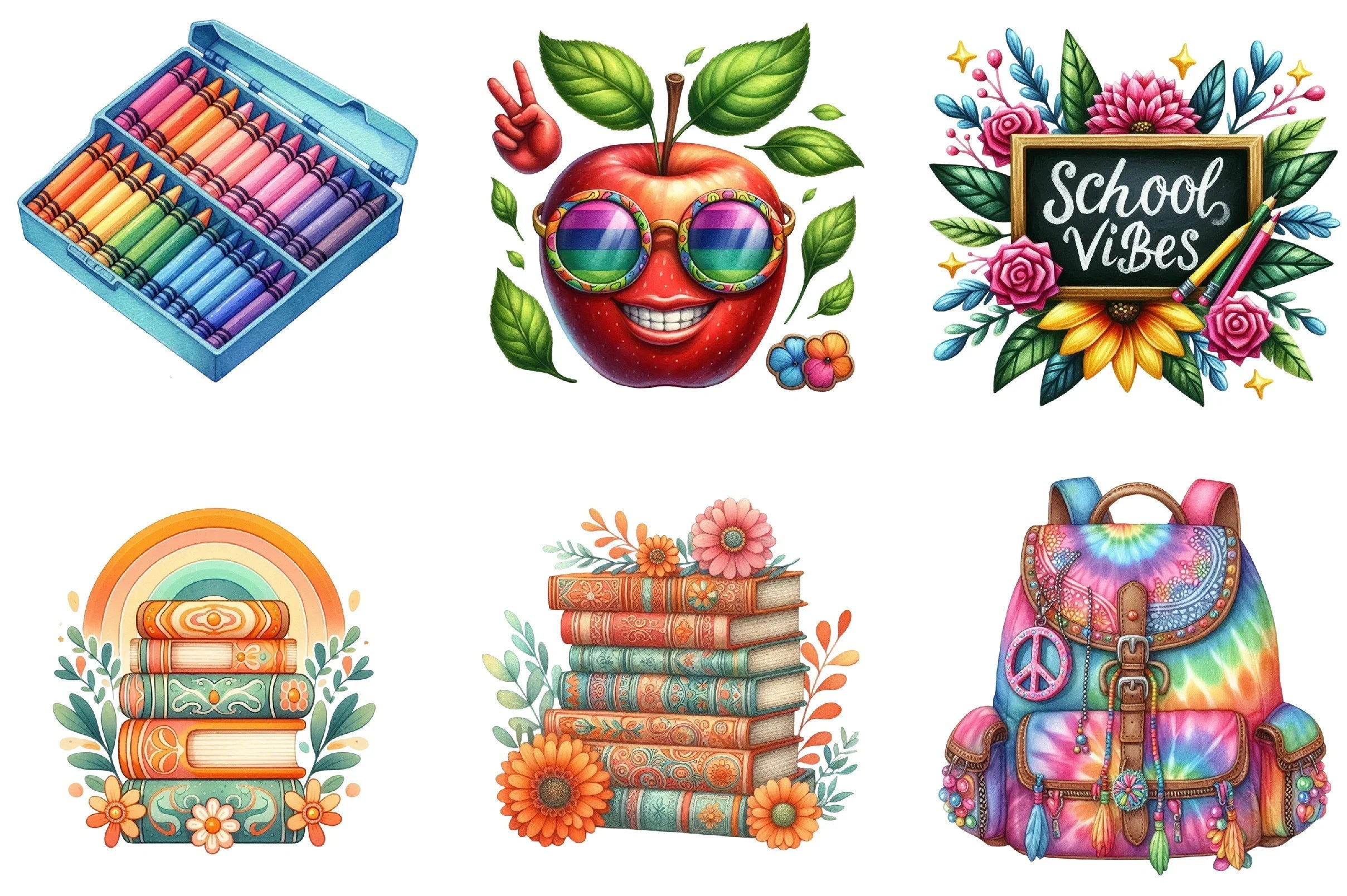 Groovy School Clipart Bundle - CraftNest - Digital Crafting and Art