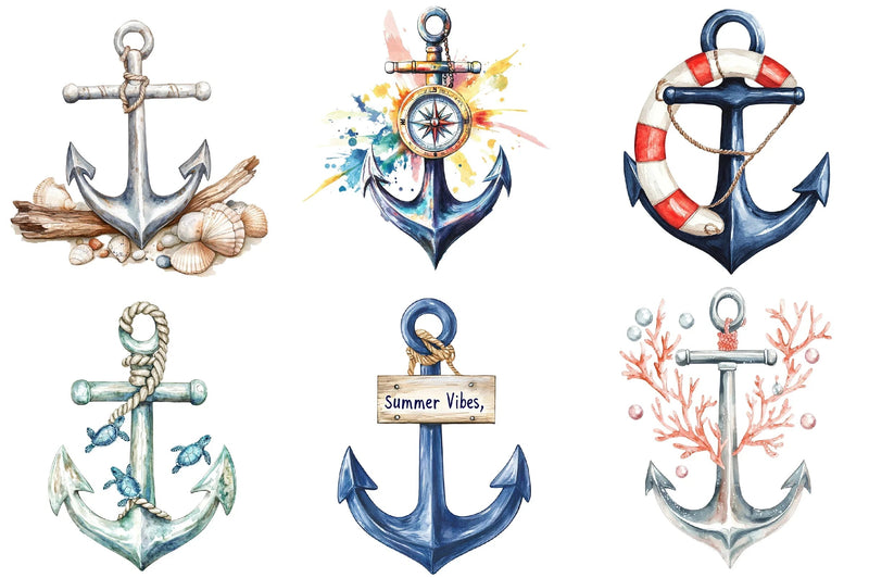 Summer Anchor Design Clipart Bundle - CraftNest - Digital Crafting and Art
