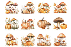 Mushrooms & Pumpkins Autumn Clipart Bundle - CraftNest - Digital Crafting and Art