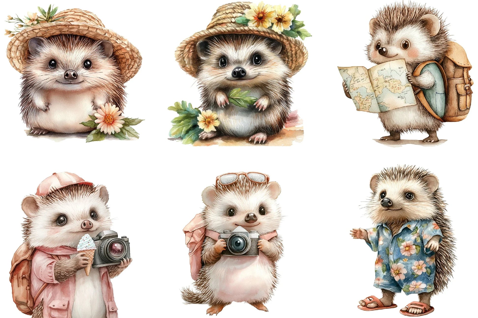 Summer Hedgehog Clipart Bundle - CraftNest - Digital Crafting and Art