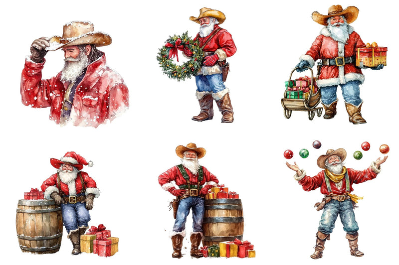 Funny Cowboy Santa Clipart Bundle - CraftNest - Digital Crafting and Art